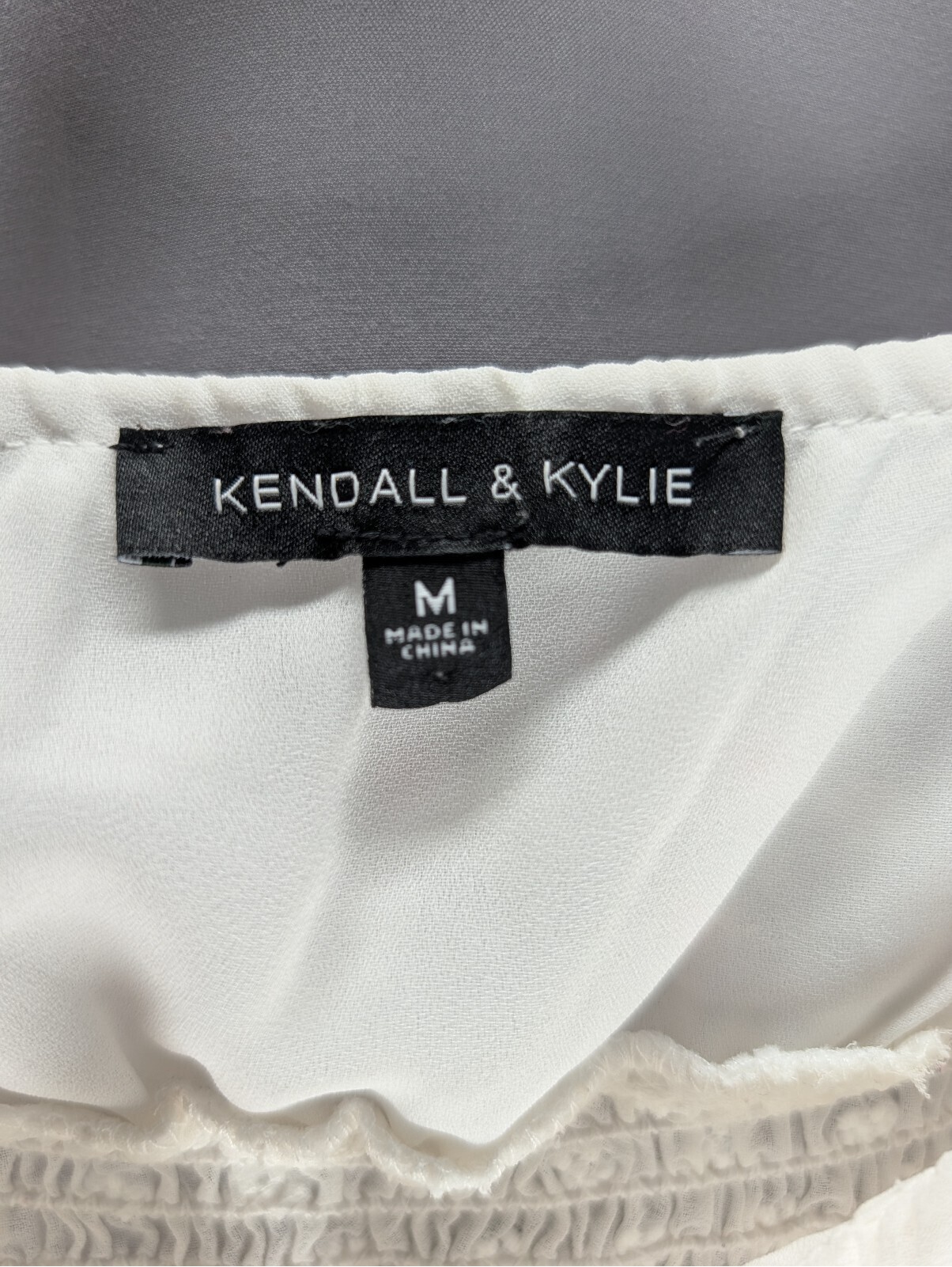 Kendall & Kylie White Floral Embroidered Smocked Crop Top M — image 6 of 6
